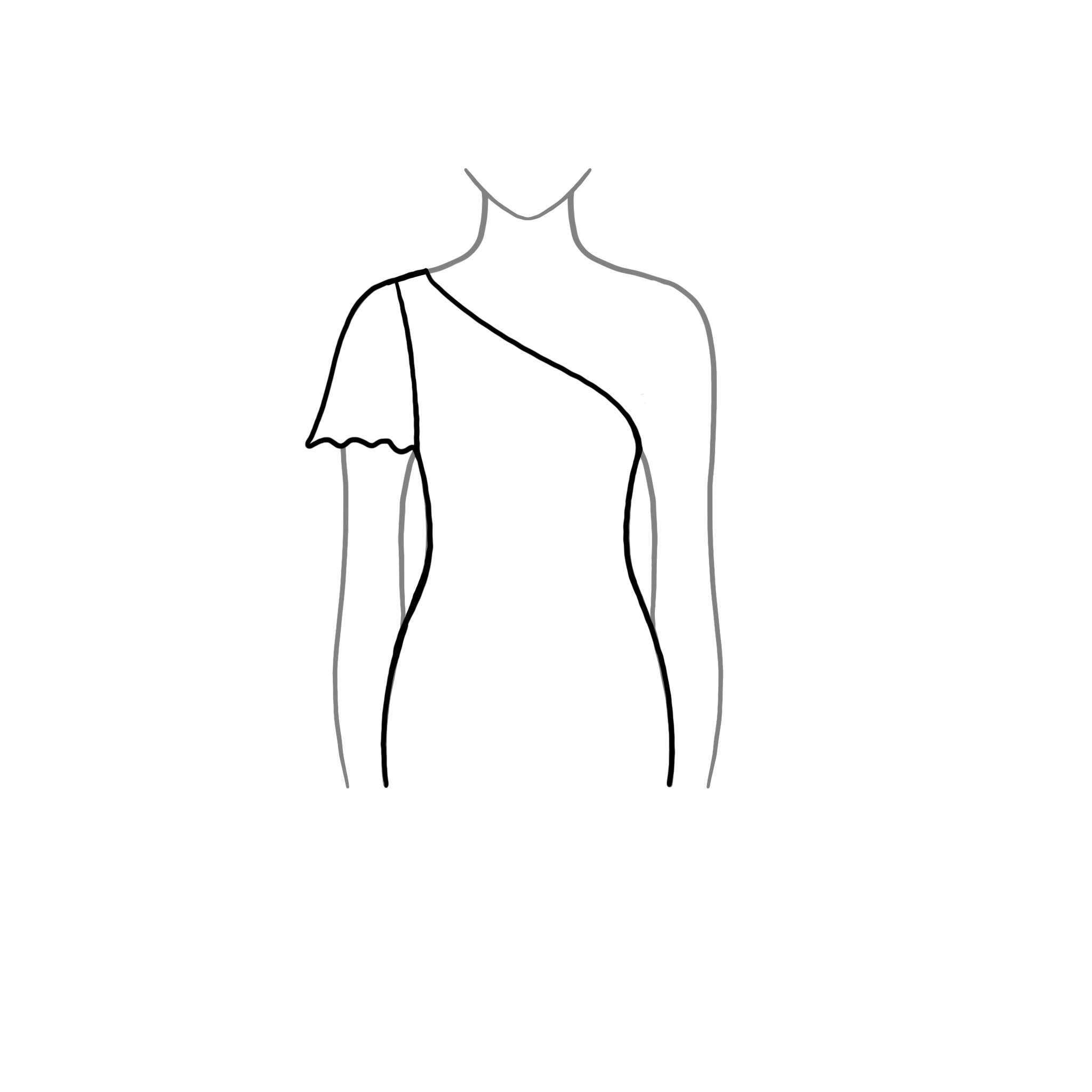 One Shoulder Flared Half.png Sleeve